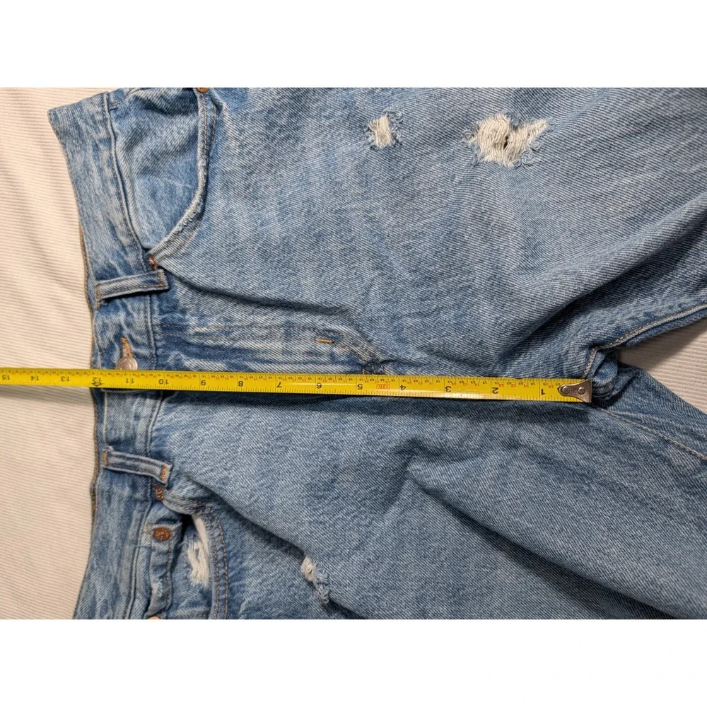 Aeropostale Mom Jeans Womens‎ 29 Light Wash Distressed High Waisted Straight Leg
